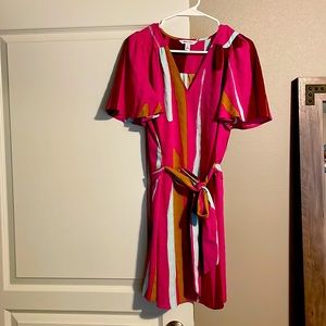 Hot Pink Striped Mini/Midi Dress